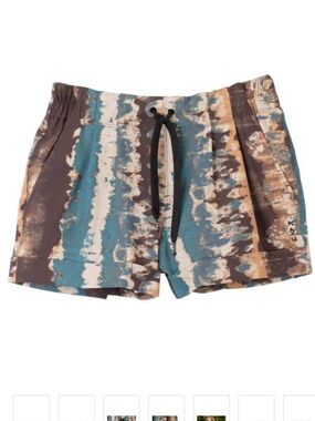Kavu Women’s Tie-Dye Athletic Shorts - Blue Brown Cream